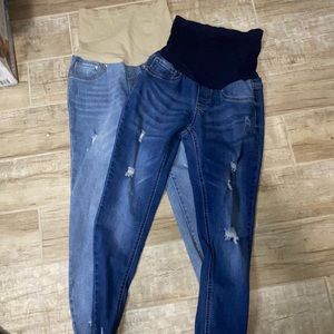 (2) Maternity Distressed Skinny Jeans